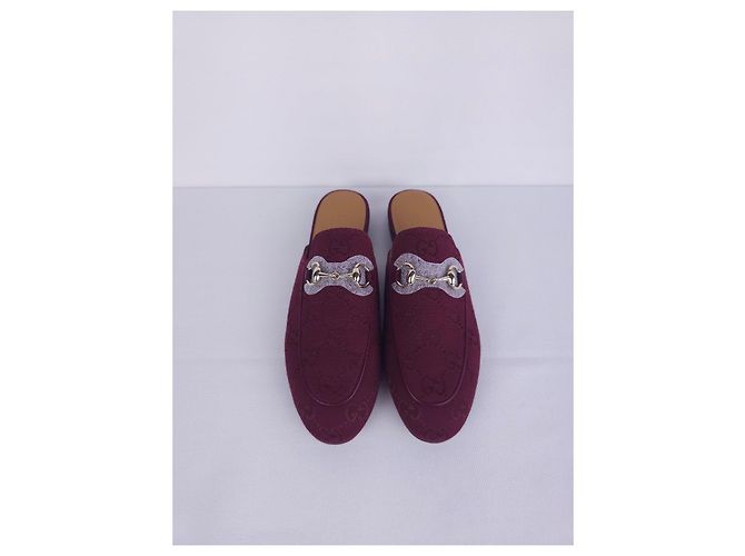 Mules Gucci en lona monogramada burdeos - vista 3