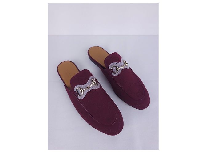 Mules Gucci en lona monogramada burdeos - vista 8