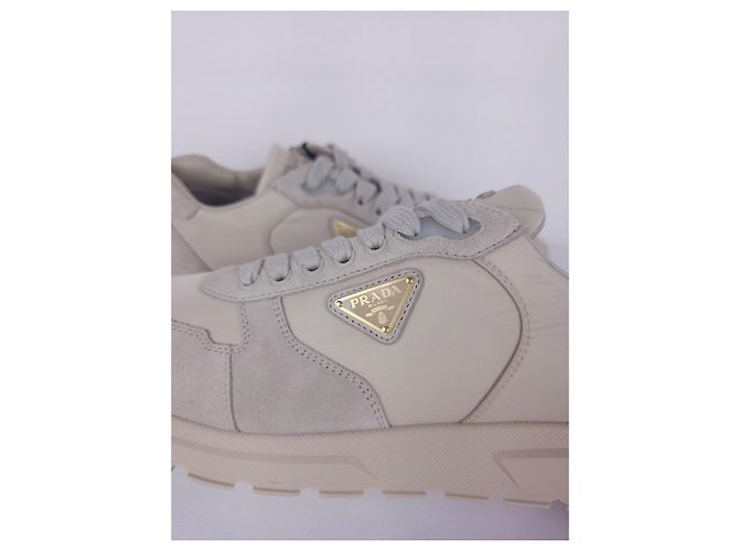 Promenade Prada sneakers in beige leather and suede - view 10