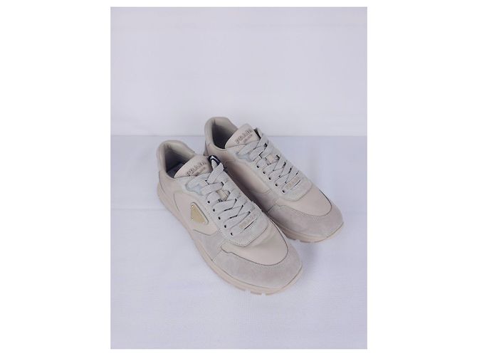 Promenade Prada sneakers in beige leather and suede - view 2