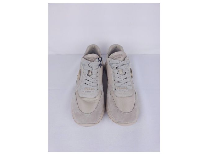 Promenade Prada sneakers in beige leather and suede - view 3