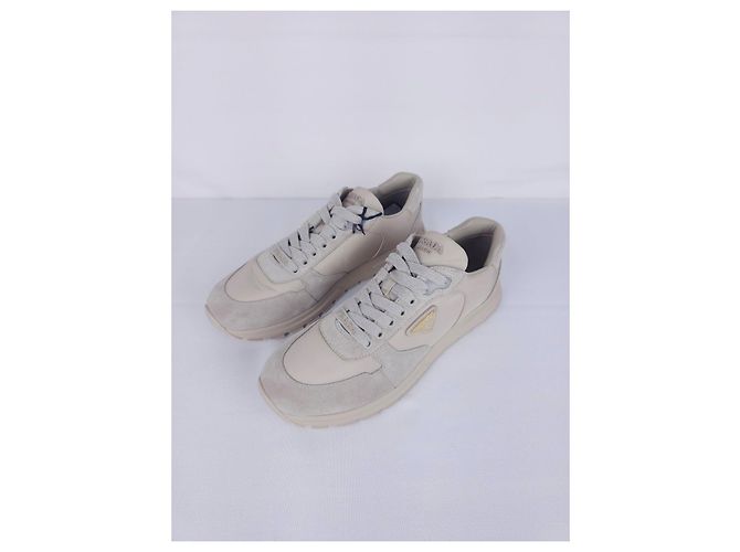 Promenade Prada sneakers in beige leather and suede - view 4