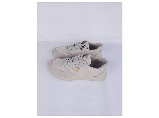 Promenade Prada sneakers in beige leather and suede - view 5