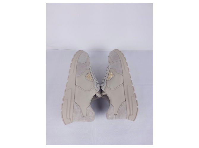 Promenade Prada sneakers in beige leather and suede - view 9