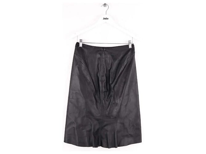 Falda de cuero negra Yves Salomon - vista 3