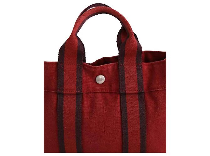 Hermès Handtasche Bordeaux Baumwolle - Ansicht 2