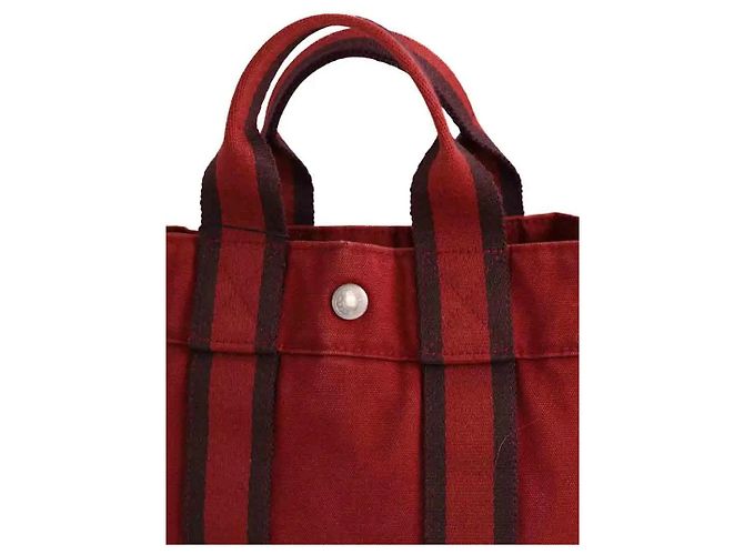 Hermès Handtasche Bordeaux Baumwolle - Ansicht 4