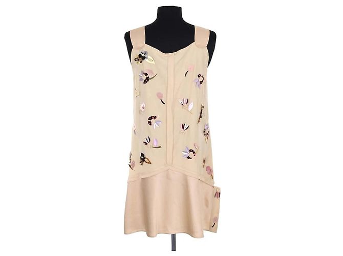 Vestido de seda beige Miu Miu - vista 4