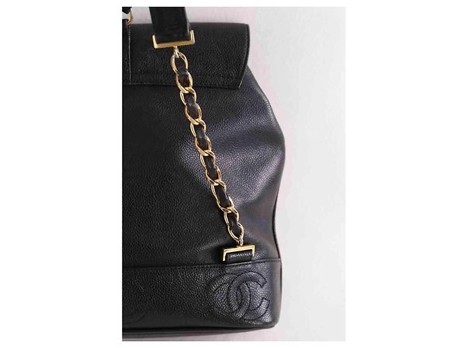 Mochila Chanel de cuero negro - vista 4