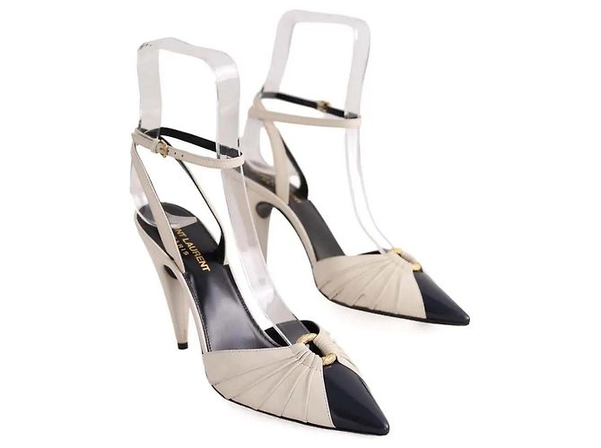 Autre Marque Décolleté Saint Laurent in pelle ecru - vista 3