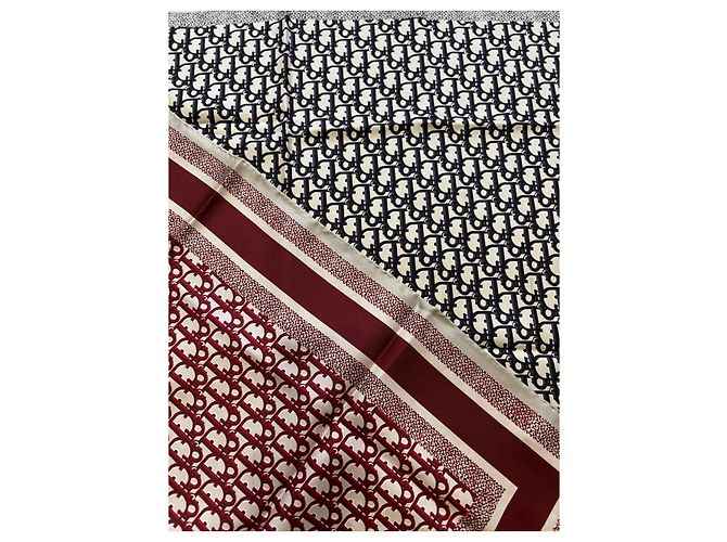 Oblique Foulard Dior Diortwin bordeaux blu - vista 3