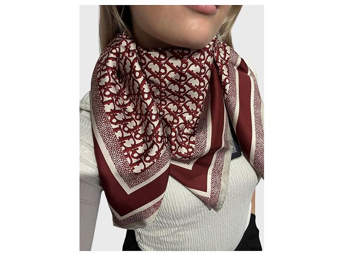 Oblique Foulard Dior Diortwin bordeaux blu - vista 7