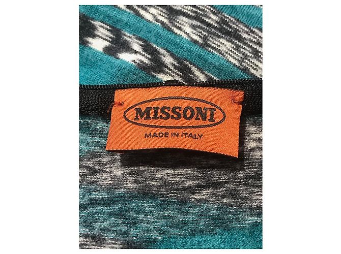Missoni Print Kurzkleid Grün Schwarz Weiß Wolle M - Ansicht 4