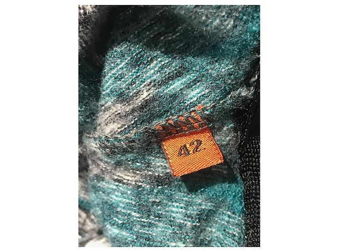 Missoni Print Kurzkleid Grün Schwarz Weiß Wolle M - Ansicht 5