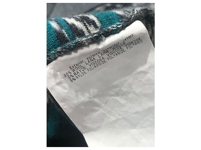 Missoni Print Kurzkleid Grün Schwarz Weiß Wolle M - Ansicht 6