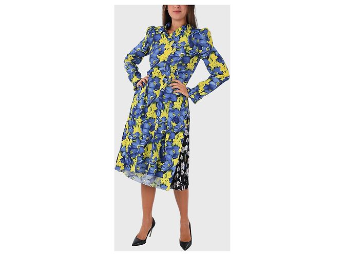 Abito Balenciaga con Stampa Floreale Blu e Gialla - vista 2