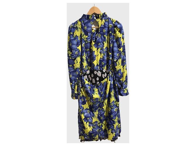Abito Balenciaga con Stampa Floreale Blu e Gialla - vista 4