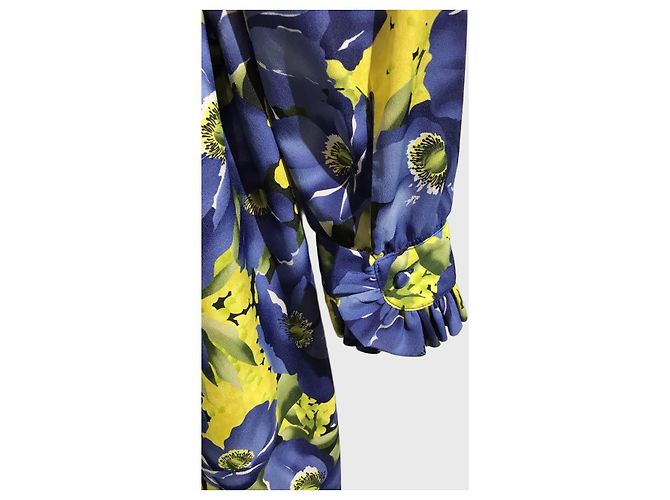 Abito Balenciaga con Stampa Floreale Blu e Gialla - vista 6