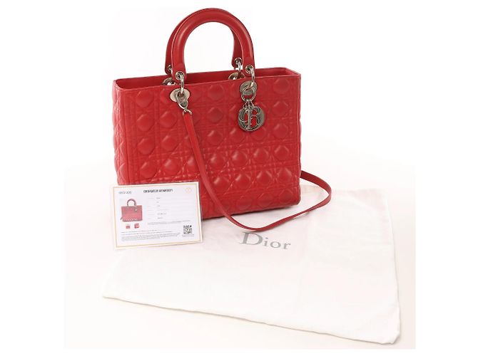 Lady Dior Leder Cannage Large 2Way Handtasche in Rot - Ansicht 18