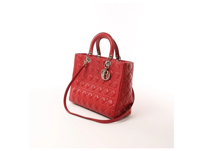 Lady Dior Leder Cannage Large 2Way Handtasche in Rot - Ansicht 2