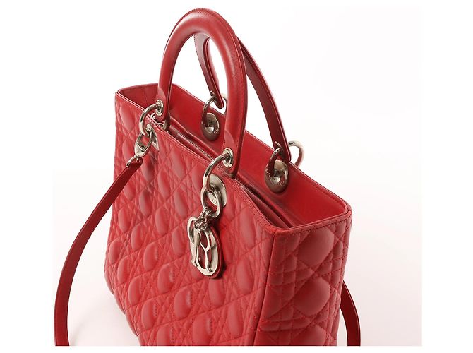 Lady Dior Leder Cannage Large 2Way Handtasche in Rot - Ansicht 3