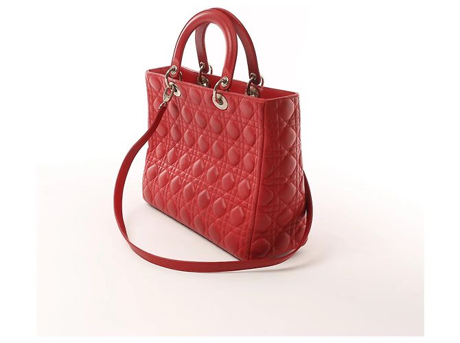 Lady Dior Leder Cannage Large 2Way Handtasche in Rot - Ansicht 5