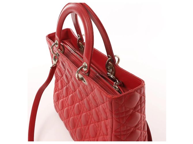 Lady Dior Leder Cannage Large 2Way Handtasche in Rot - Ansicht 6