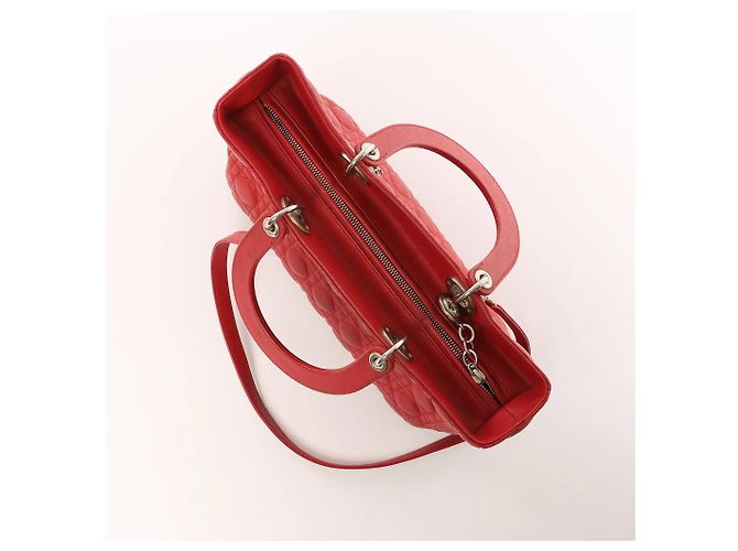 Lady Dior Leder Cannage Large 2Way Handtasche in Rot - Ansicht 9