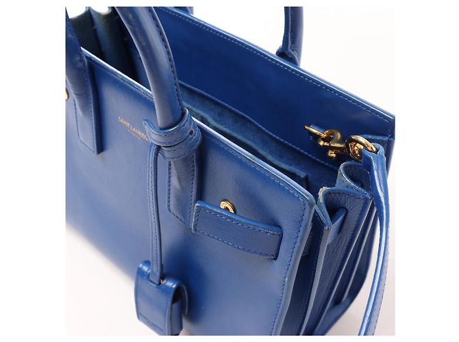 Autre Marque Saint Laurent Paris Sac de Jour Nano Leather 2Way Handbag Blue 340778 - vista 12