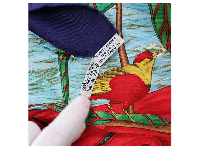 Hermès Carré 90 "Christoffer Columbus decouvre l'Amerique" Foulard di seta Blu - vista 13