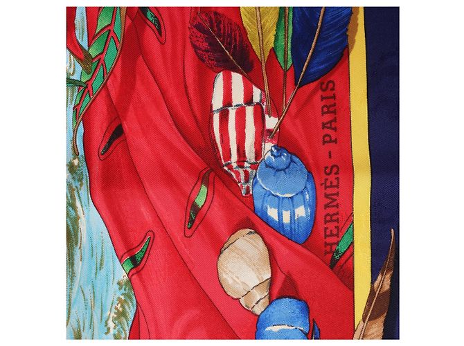 Hermès Carré 90 "Christoffer Columbus decouvre l'Amerique" Foulard di seta Blu - vista 6