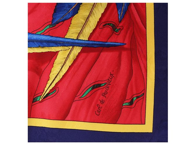 Hermès Carré 90 "Christoffer Columbus decouvre l'Amerique" Foulard di seta Blu - vista 8
