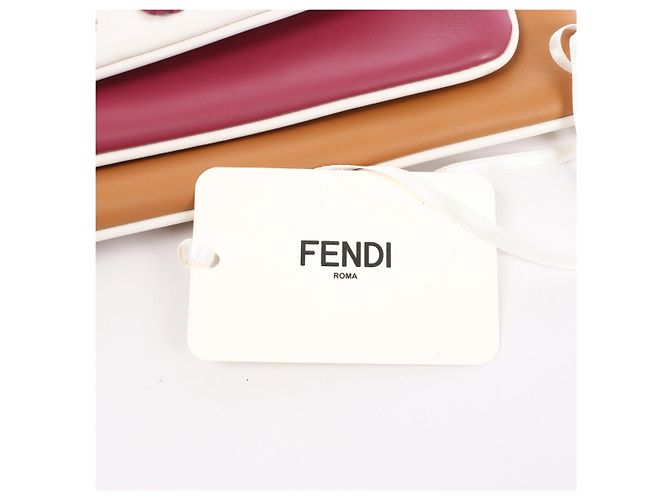 Borsa a pochette Fendi Triplet in pelle x borchie marrone 8BS001 - vista 11