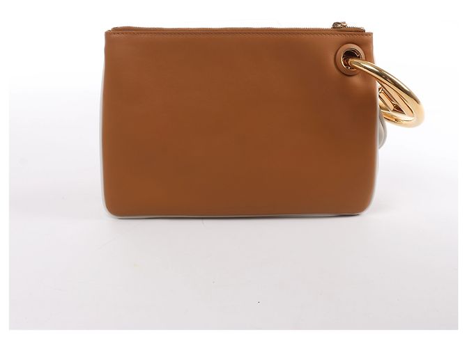 Borsa a pochette Fendi Triplet in pelle x borchie marrone 8BS001 - vista 2