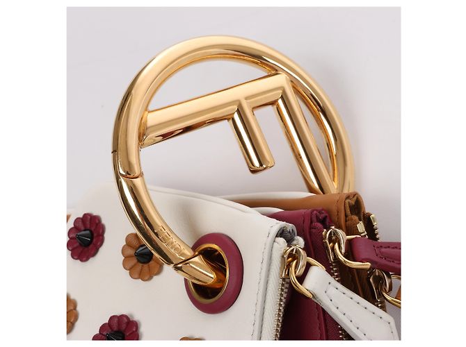 Borsa a pochette Fendi Triplet in pelle x borchie marrone 8BS001 - vista 6