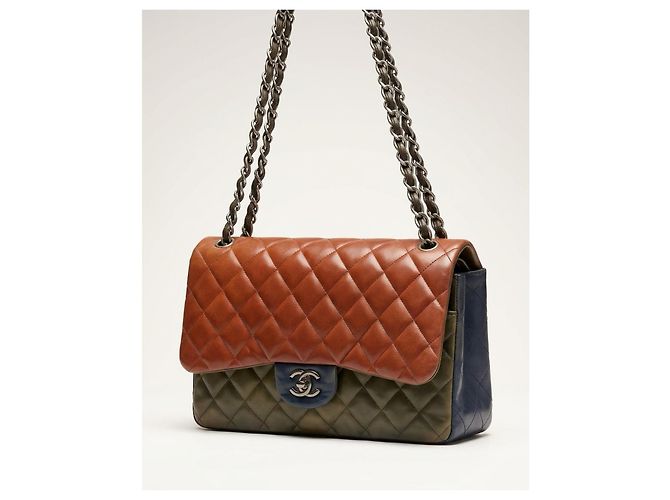 Timeless Borsa Chanel Jumbo Classic Double Flap Edinburgh TriColor - vista 2