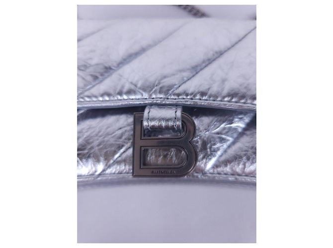 Borsa a tracolla Balenciaga Crush XS Argent in pelle - vista 13
