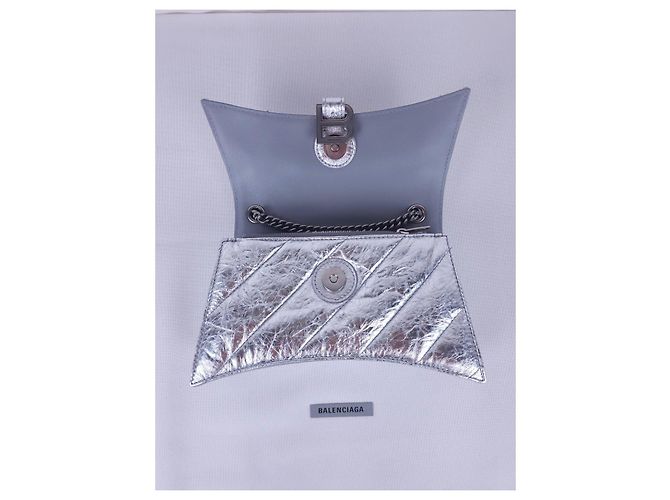 Borsa a tracolla Balenciaga Crush XS Argent in pelle - vista 14