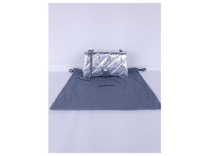 Borsa a tracolla Balenciaga Crush XS Argent in pelle - vista 15
