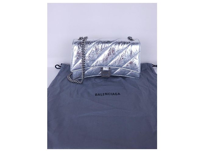 Borsa a tracolla Balenciaga Crush XS Argent in pelle - vista 16