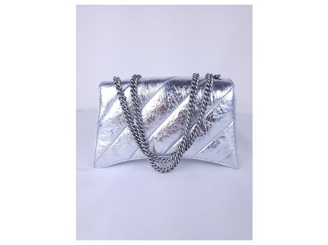 Borsa a tracolla Balenciaga Crush XS Argent in pelle - vista 3