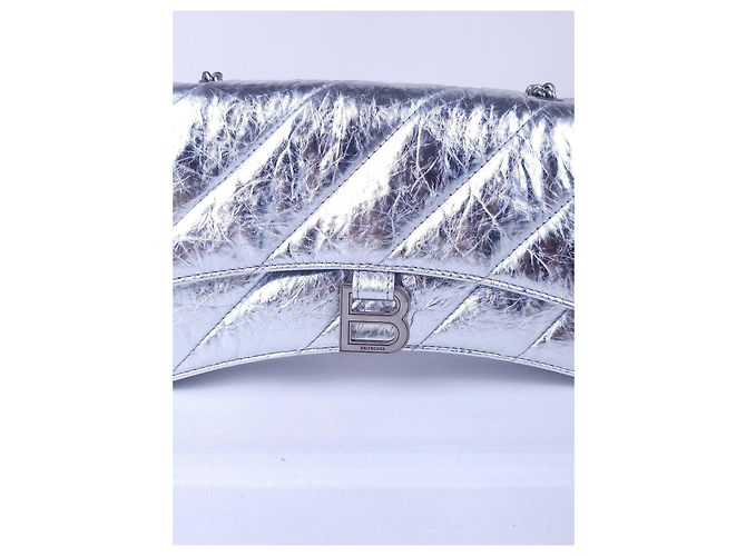 Borsa a tracolla Balenciaga Crush XS Argent in pelle - vista 4