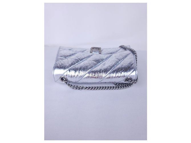 Borsa a tracolla Balenciaga Crush XS Argent in pelle - vista 7