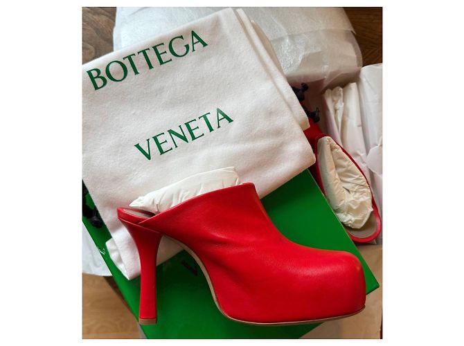 Bottega Veneta BV Bold Leder-Mules Rot - Ansicht 2