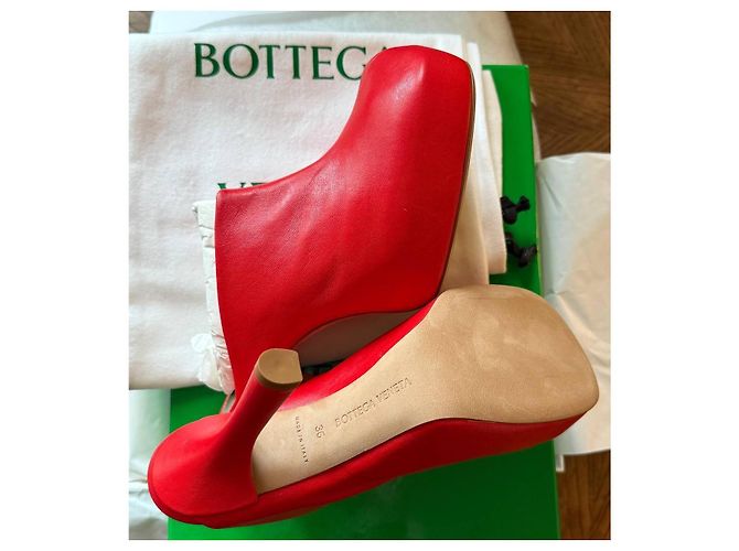 Bottega Veneta BV Bold Leder-Mules Rot - Ansicht 3