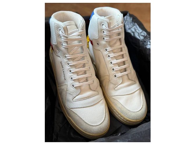 Autre Marque Saint Laurent Baskets Montantes Blanc Léopard EU 37 - vue 4