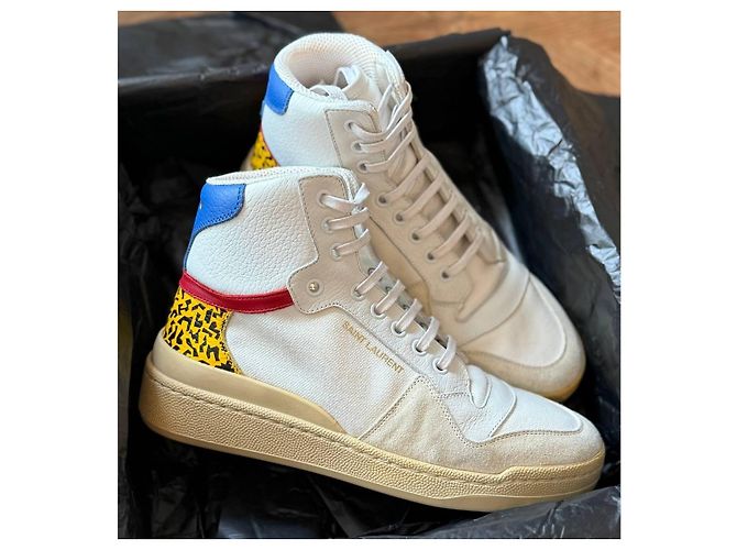 Autre Marque Saint Laurent Baskets Montantes Blanc Léopard EU 37 - vue 5