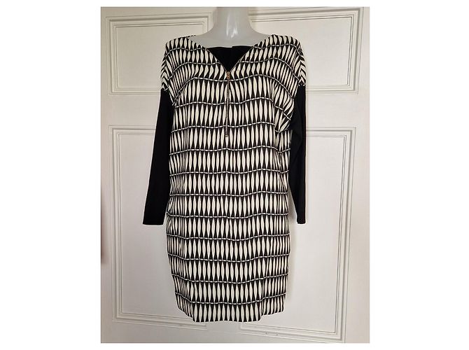 Lanvin Black & White Geometric Print Viscose & Polyester Dress - view 2