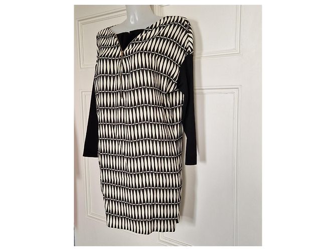 Lanvin Black & White Geometric Print Viscose & Polyester Dress - view 3