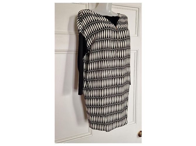 Lanvin Black & White Geometric Print Viscose & Polyester Dress - view 4
